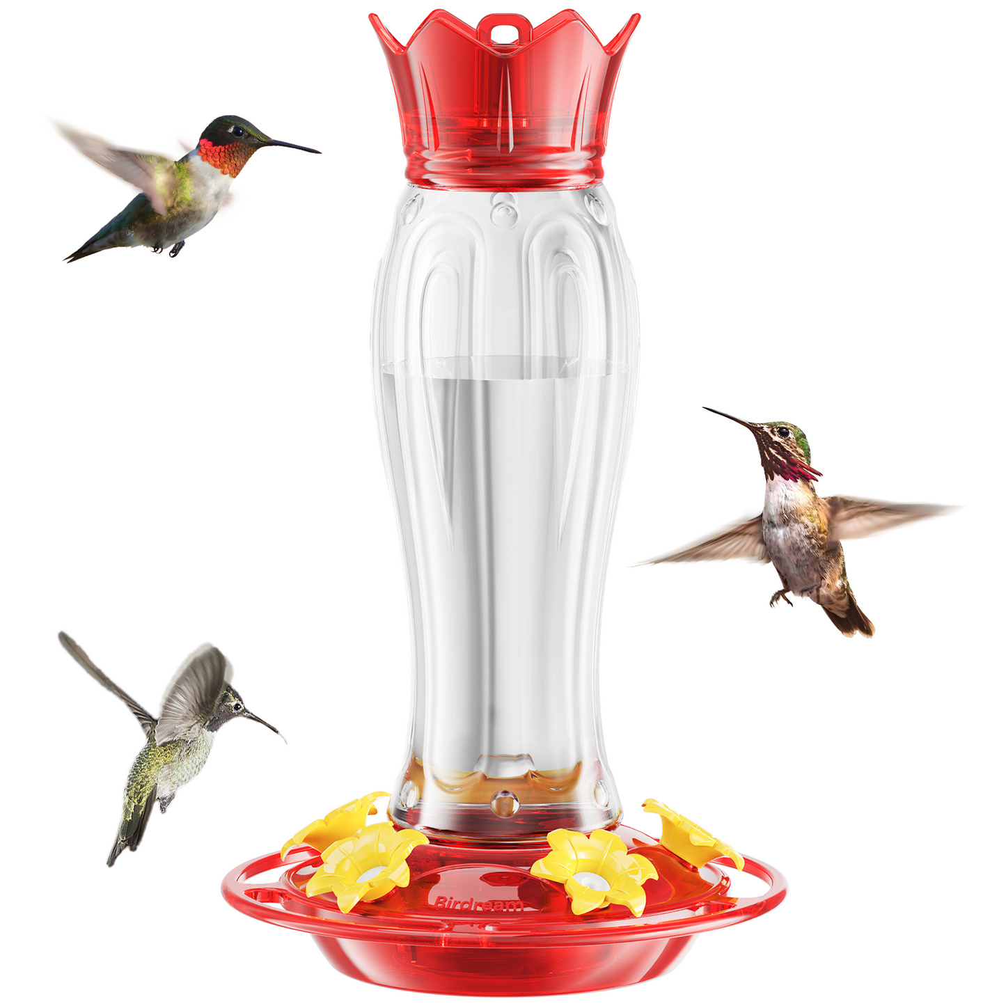 Hanging Hummingbird Feeder, 15oz, Ant Moat, Plastic, Easy to Refill