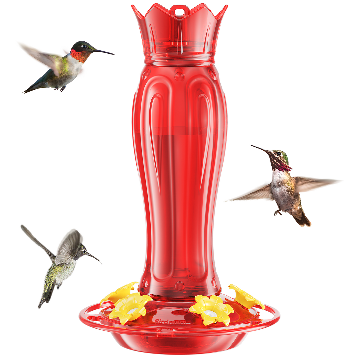 Hanging Hummingbird Feeder, 15oz, Ant Moat, Plastic, Easy to Refill
