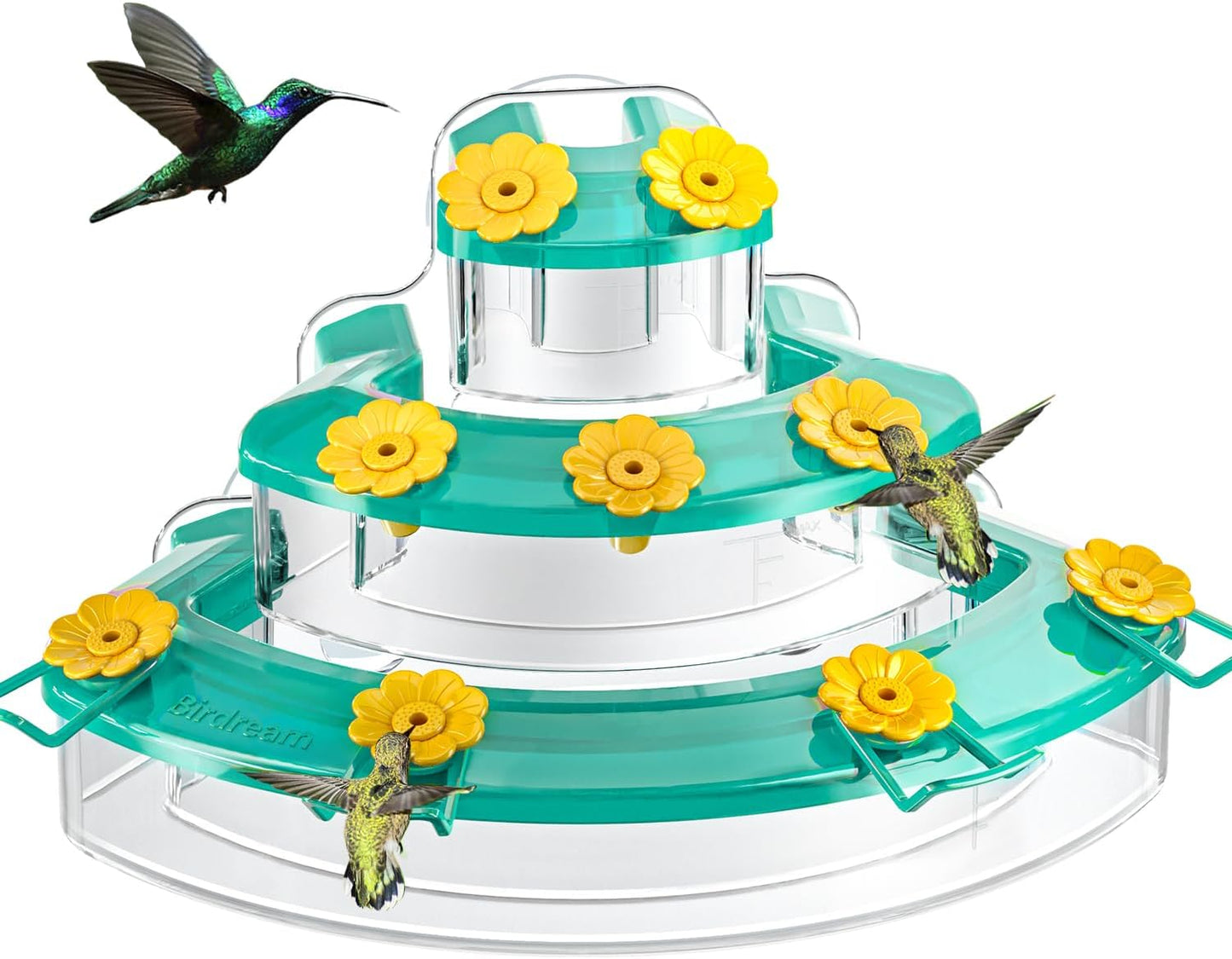 Window Hummingbird Feeders- 10oz, 9 Feeding Ports, with Suction Cups, Plastic