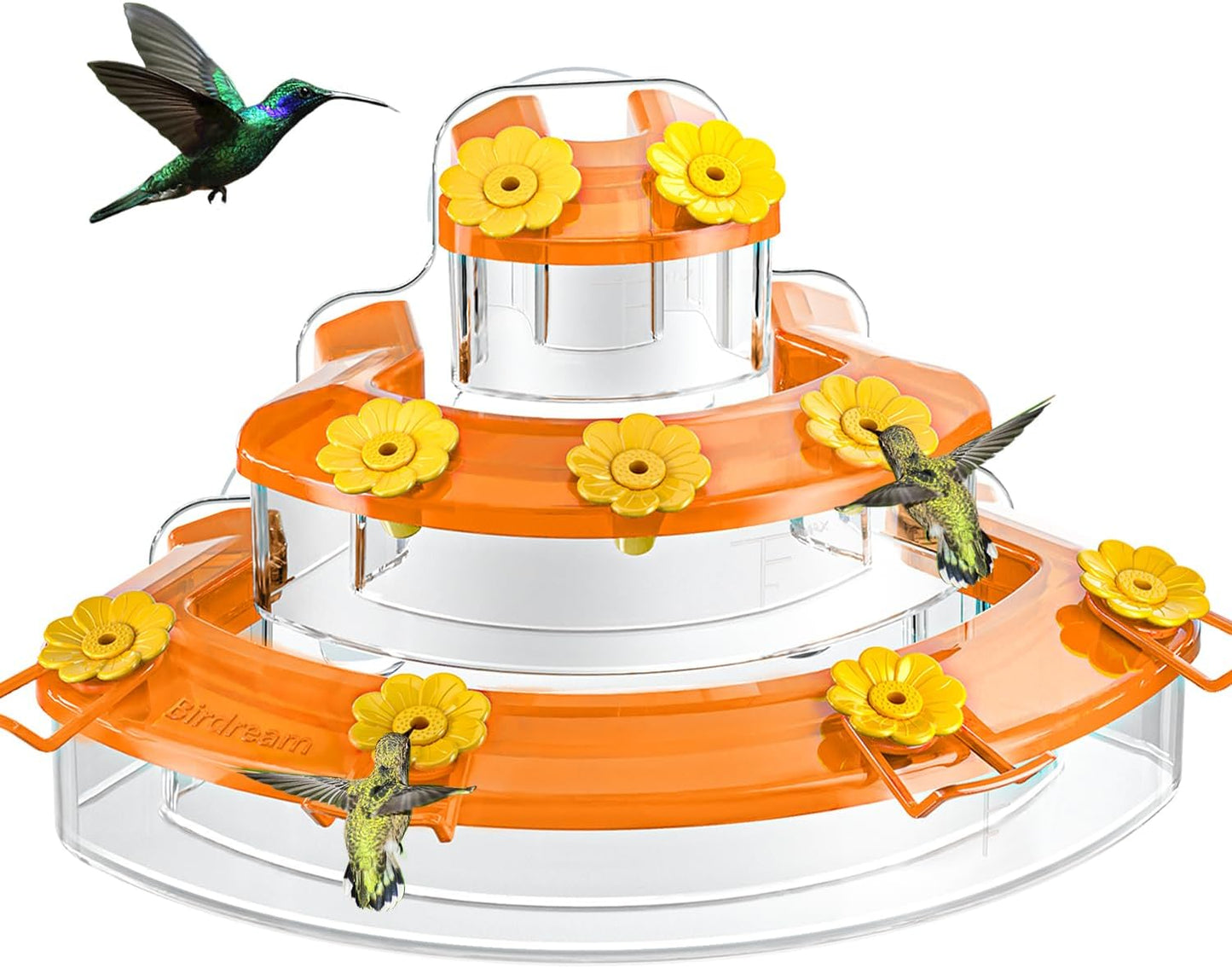 Window Hummingbird Feeders- 10oz, 9 Feeding Ports, with Suction Cups, Plastic