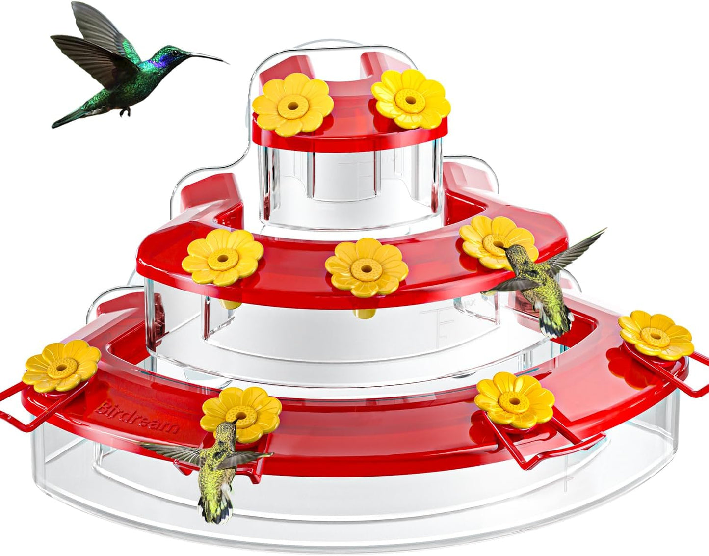 Window Hummingbird Feeders- 10oz, 9 Feeding Ports, with Suction Cups, Plastic
