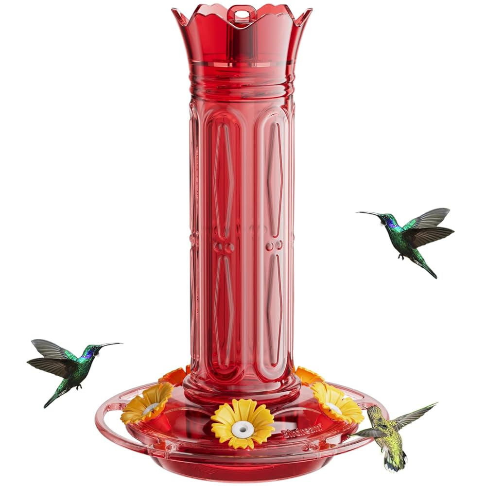 Hanging Hummingbird Feeder, 10oz, Ant Moat, Plastic, Easy to Refill