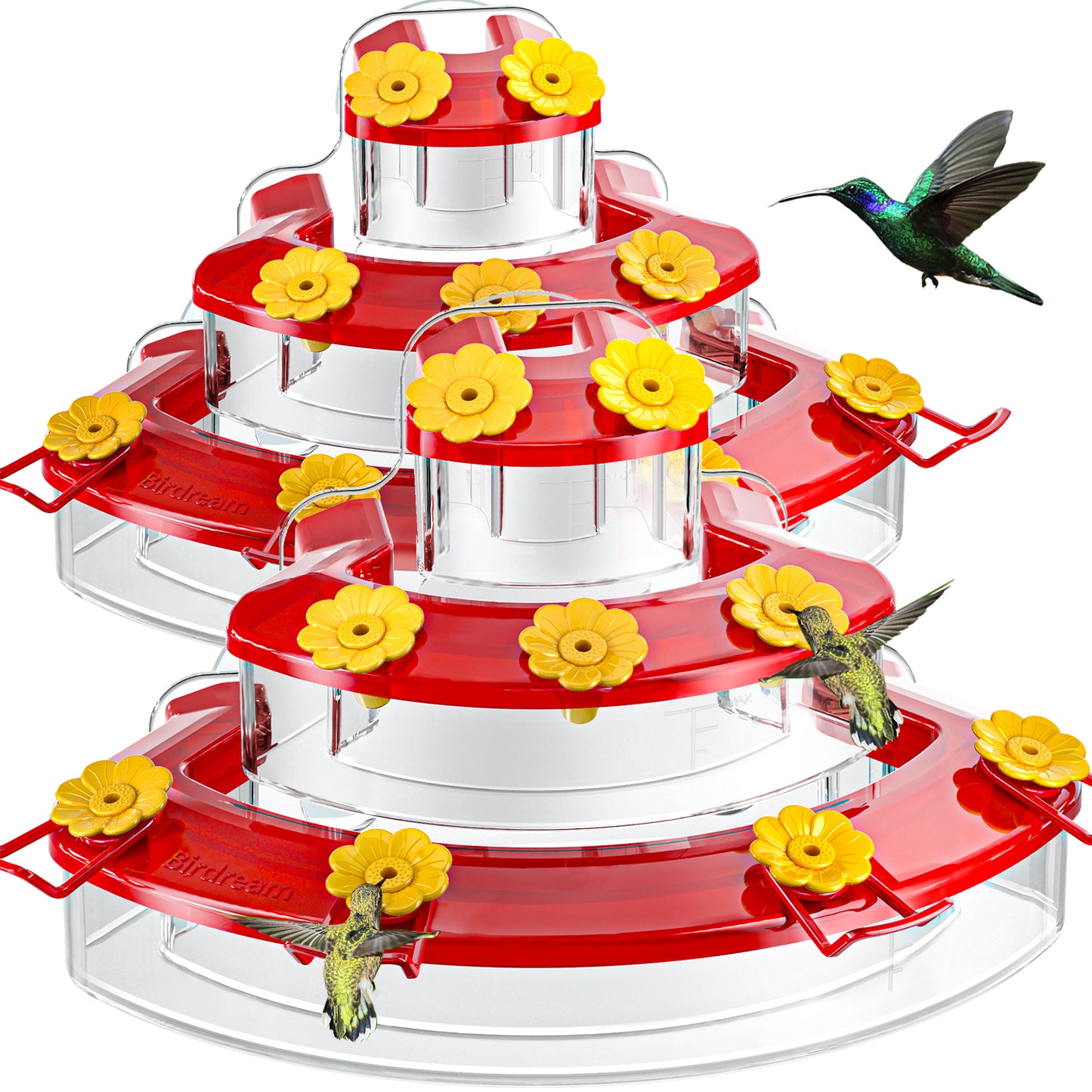 Window Hummingbird Feeders- 10oz, 9 Feeding Ports, with Suction Cups, Plastic
