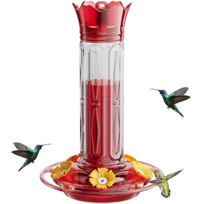Hanging Hummingbird Feeder, 10oz, Ant Moat, Plastic, Easy to Refill
