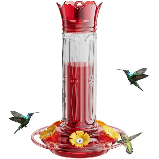 Hanging Hummingbird Feeder, 10oz, Ant Moat, Plastic, Easy to Refill