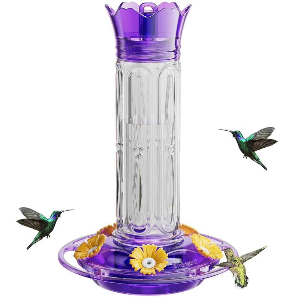Hanging Hummingbird Feeder, 10oz, Ant Moat, Plastic, Easy to Refill