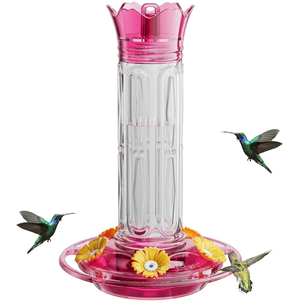 Hanging Hummingbird Feeder, 10oz, Ant Moat, Plastic, Easy to Refill