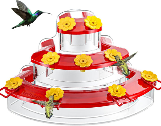 Window Hummingbird Feeders- 10oz, 9 Feeding Ports, with Suction Cups, Plastic