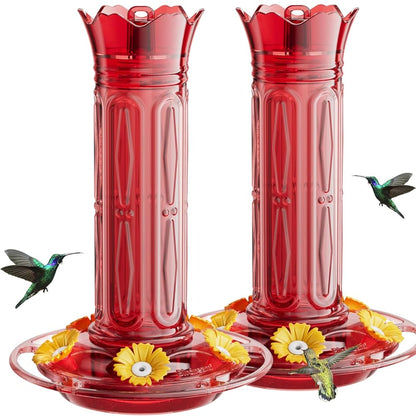 Hanging Hummingbird Feeder, 10oz, Ant Moat, Plastic, Easy to Refill