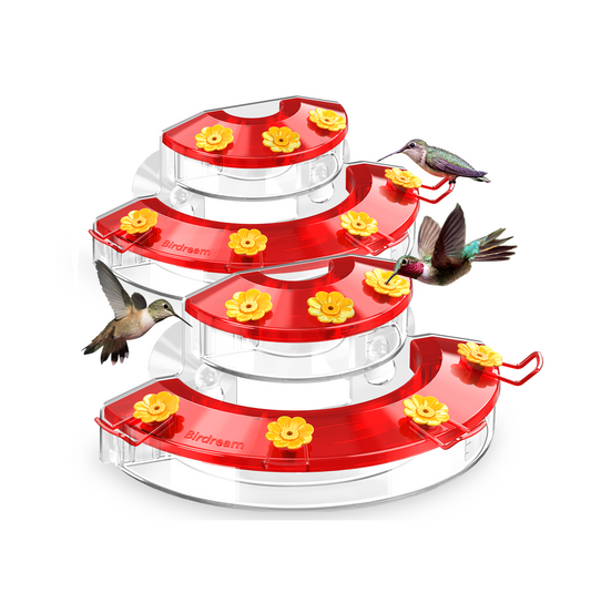 Window Hummingbird Feeders- 10oz, 7 Feeding Ports, with Suction Cups, Plastic