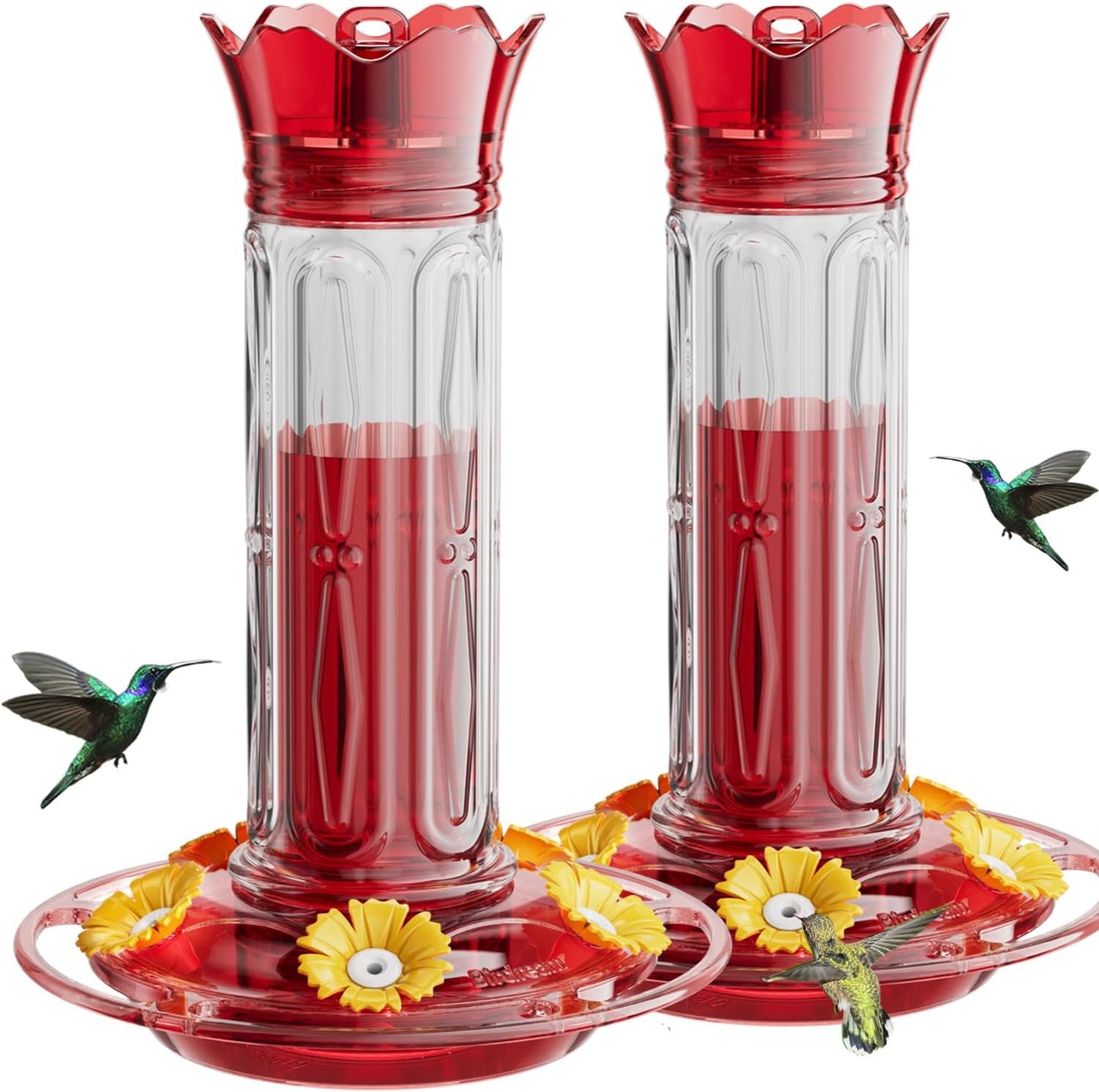 Hanging Hummingbird Feeder, 10oz, Ant Moat, Plastic, Easy to Refill