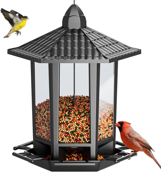 Hanging Bird Feeders, Retro Pagoda Design, Squirrel Proof, 2.5lb, Plastic