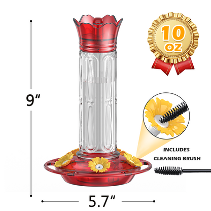 Hanging Hummingbird Feeder, 10oz, Ant Moat, Plastic, Easy to Refill