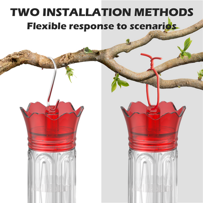 Hanging Hummingbird Feeder, 10oz, Ant Moat, Plastic, Easy to Refill