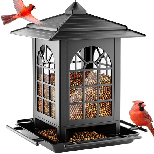 Hanging Bird Feeders, Classic Courtyard Design, Squirrel Proof, 3.5lb, Plastic