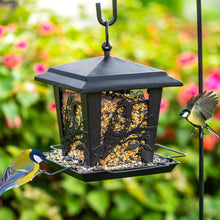 Load image into Gallery viewer, Birdream Bird Feeders for Outside Hanging Metal Bird Feeder with Unique Hummingbird Pattern Square Shape Birdfeeders Attracting Wild Birds for Outdoors Garden Yard
