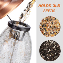 Load image into Gallery viewer, Birdream Bird Feeder Outdoor Hanging for Wild Metal Bird Feeder with Crackle Glass Copper Brush Finish Bird Feeders for Garden Yard Outside Decoration
