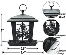 Load image into Gallery viewer, Birdream Bird Feeders for Outside Hanging Metal Bird Feeder with Unique Hummingbird Pattern Square Shape Birdfeeders Attracting Wild Birds for Outdoors Garden Yard
