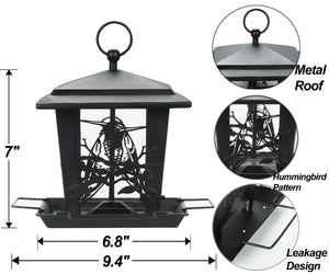 Birdream Bird Feeders for Outside Hanging Metal Bird Feeder with Unique Hummingbird Pattern Square Shape Birdfeeders Attracting Wild Birds for Outdoors Garden Yard